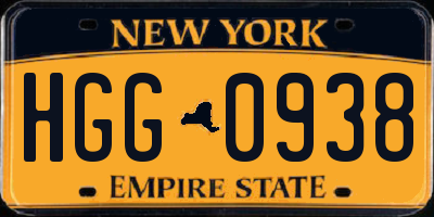 NY license plate HGG0938
