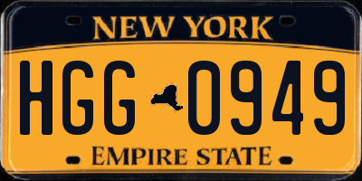 NY license plate HGG0949