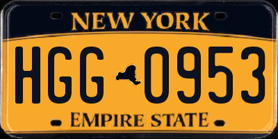 NY license plate HGG0953