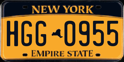 NY license plate HGG0955