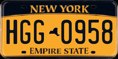 NY license plate HGG0958