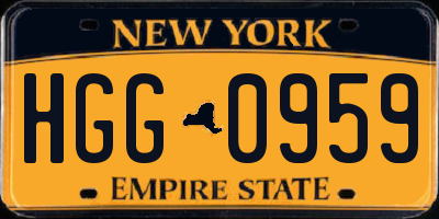 NY license plate HGG0959