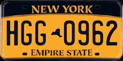 NY license plate HGG0962
