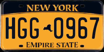 NY license plate HGG0967