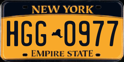 NY license plate HGG0977