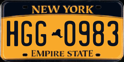 NY license plate HGG0983