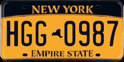 NY license plate HGG0987