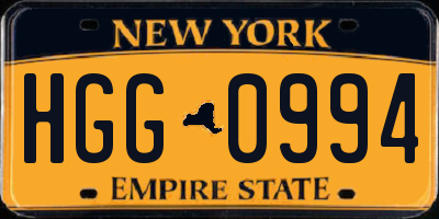 NY license plate HGG0994