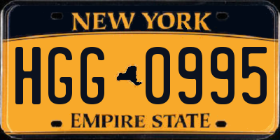 NY license plate HGG0995