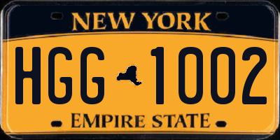 NY license plate HGG1002