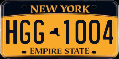 NY license plate HGG1004