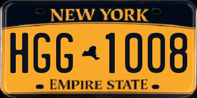 NY license plate HGG1008