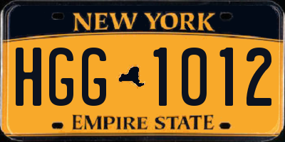 NY license plate HGG1012