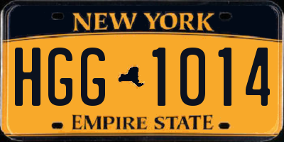 NY license plate HGG1014