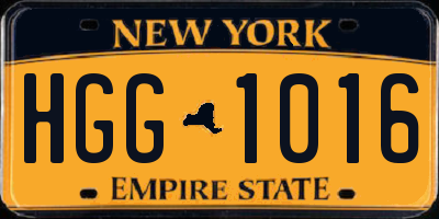 NY license plate HGG1016