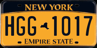 NY license plate HGG1017