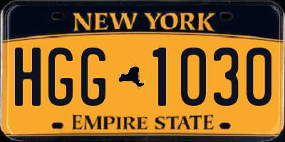 NY license plate HGG1030