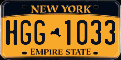 NY license plate HGG1033