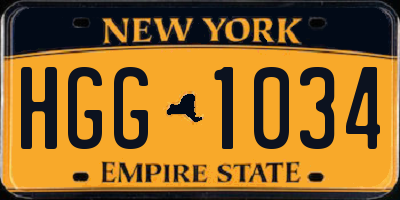 NY license plate HGG1034