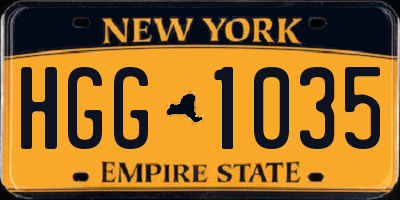 NY license plate HGG1035