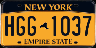 NY license plate HGG1037