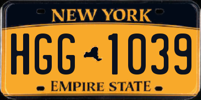 NY license plate HGG1039