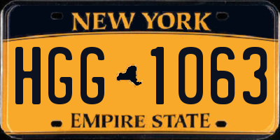 NY license plate HGG1063