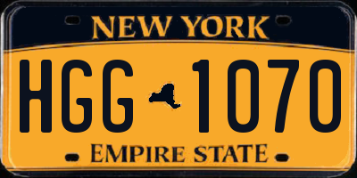 NY license plate HGG1070