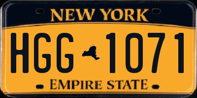 NY license plate HGG1071