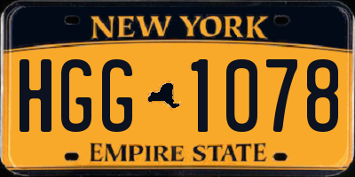 NY license plate HGG1078