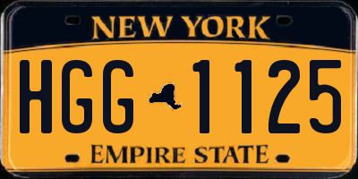 NY license plate HGG1125
