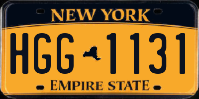 NY license plate HGG1131