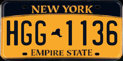 NY license plate HGG1136