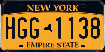 NY license plate HGG1138
