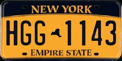 NY license plate HGG1143
