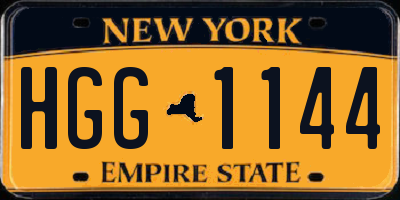 NY license plate HGG1144