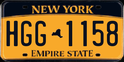 NY license plate HGG1158