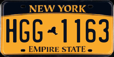 NY license plate HGG1163