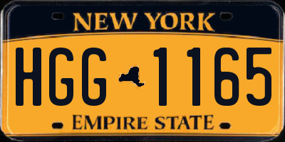 NY license plate HGG1165