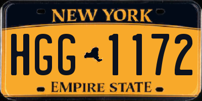 NY license plate HGG1172