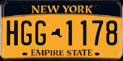 NY license plate HGG1178