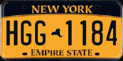 NY license plate HGG1184
