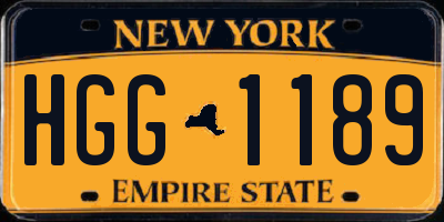 NY license plate HGG1189