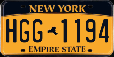 NY license plate HGG1194