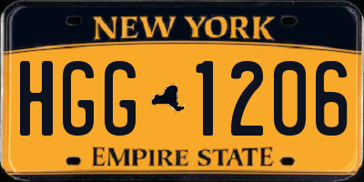 NY license plate HGG1206