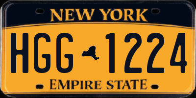 NY license plate HGG1224