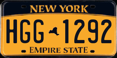NY license plate HGG1292