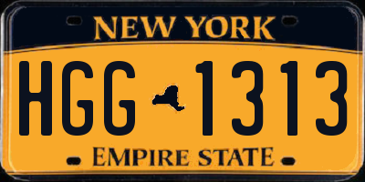 NY license plate HGG1313