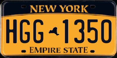 NY license plate HGG1350
