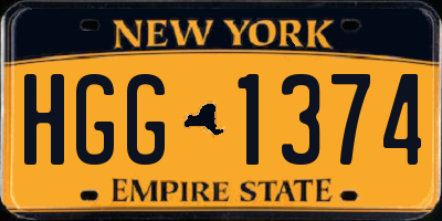 NY license plate HGG1374